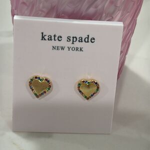 Kate Spade Gold Heart Earrings with stones